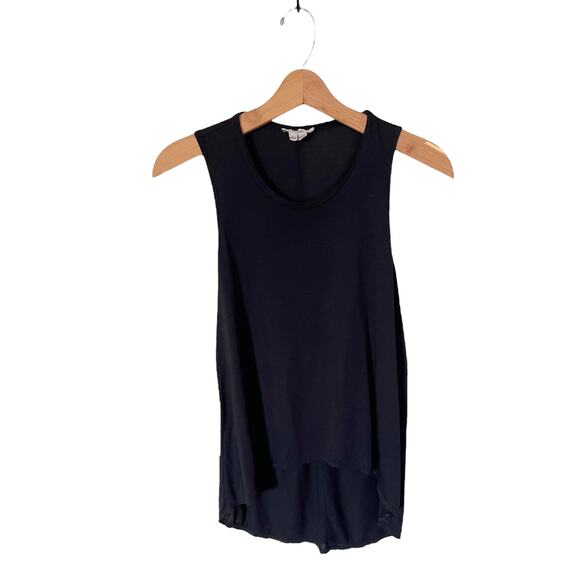 HELMUT LANG Black Asymmetrical Blouse Scoop Neck Sleeveless Tank Top Small EUC - Picture 7 of 9